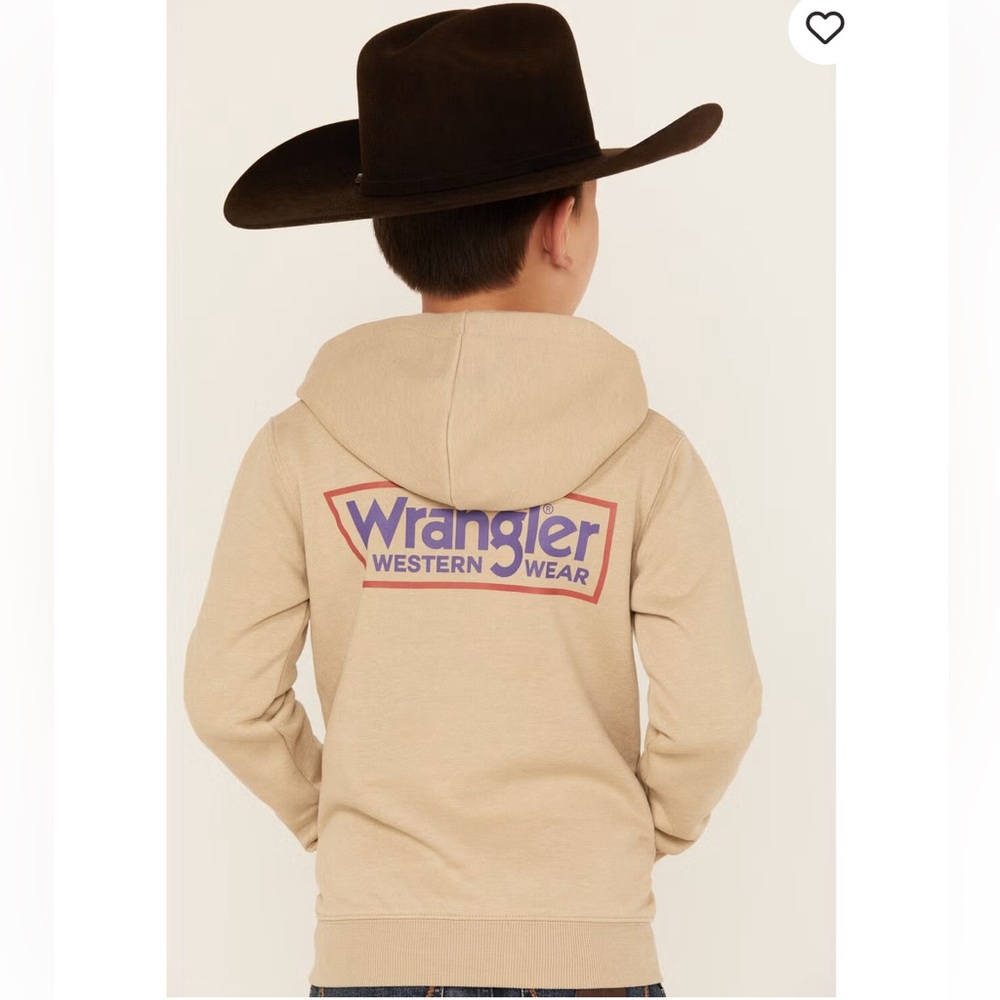 Wrangler Tan Hoodie with Purple and Red Logo